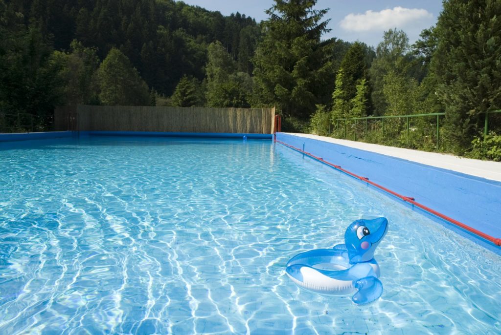 crystal blue water on the swimming pool