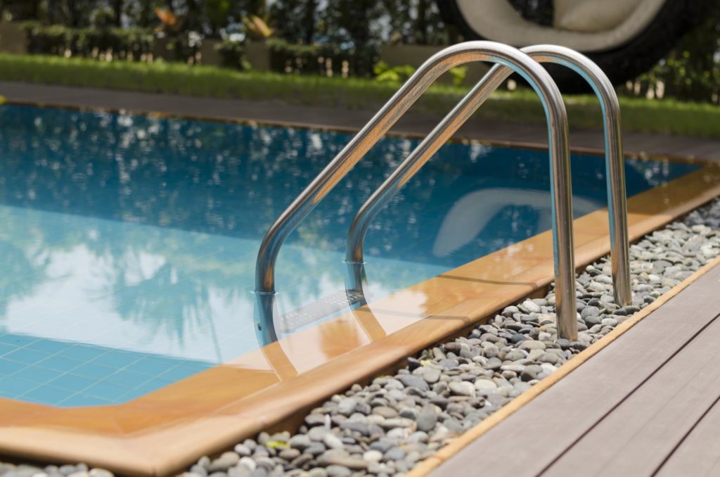 a swimming pool stainless ladder